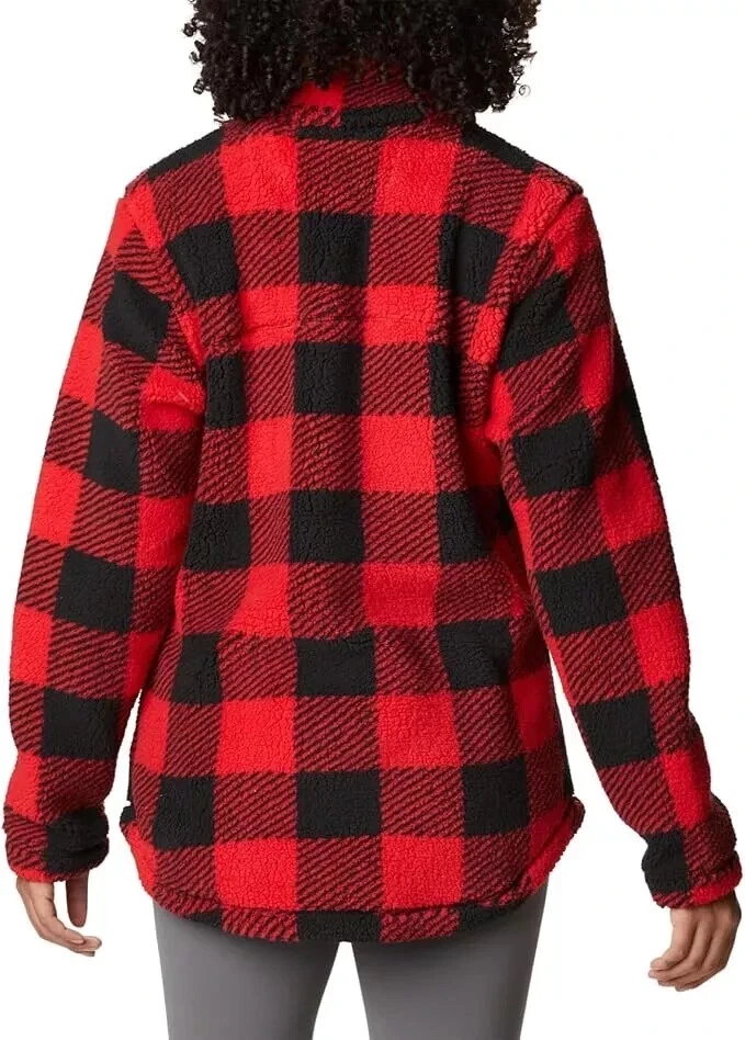 Columbia Women's Red Black Check West Bend Full Zip Fleece Jacket Plus Size 2X - Image 3 of 4