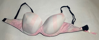 Victoria Secret Wear Everywhere Lightly Lined Pink White Bra 32D  *Flaw 32 D