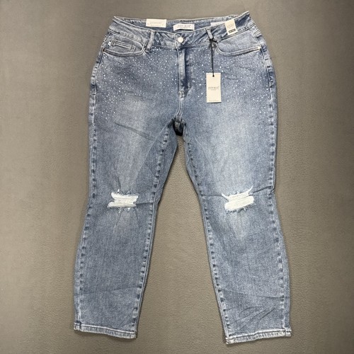 Judy Blue Womens Jeans Sz 18W Slim Fit Denim and Diamonds Rhinestone Ripped Mom - Picture 2 of 15