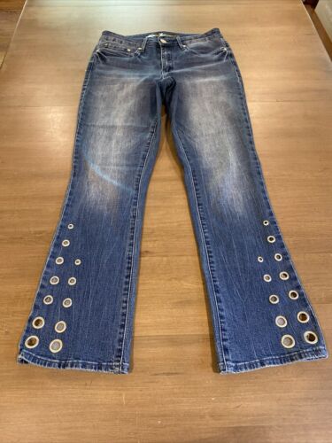 Seven7 Damen Jeans Größe 6 Nieten an den Beinen Mittelhoher Bund Stiefelette Mittlere Waschung