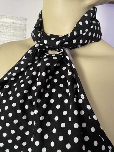 Atmos & Here 6 Austin High Neck Top Blouse Black White Polka Dot Sleeveless New - Picture 2 of 9