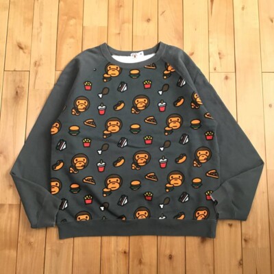 BAPE Milo sweat shirt a bathing ape NIGO Gray Size M | eBay
