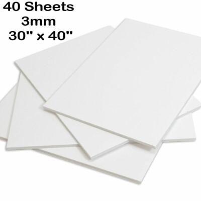 Schaumstoffplatte 3 mm weiß Modellieren Handwerk Montage 30'''' x 40'''' 762 x 1016 mm 40 Blatt