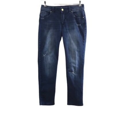 Chico's Platinum Skinny Jeans Womens 0 Small 4 Medium Wash Denim Distressed