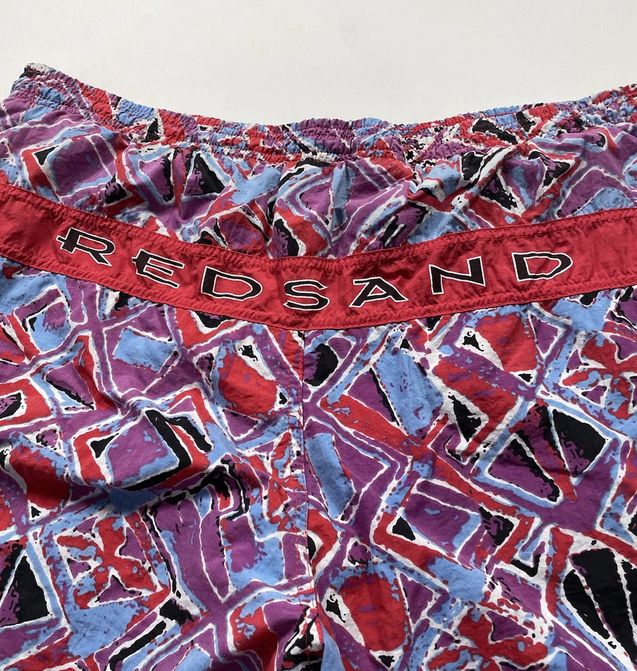 Bañador Para Hombre XL Vintage Arena Roja Forrado Abstracto Cintura Elástica Años 90’s  Foto 3 de 4