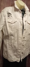 New Look White Women's Oversized Ripped Distressed Denim Jacket Sz. UK 8