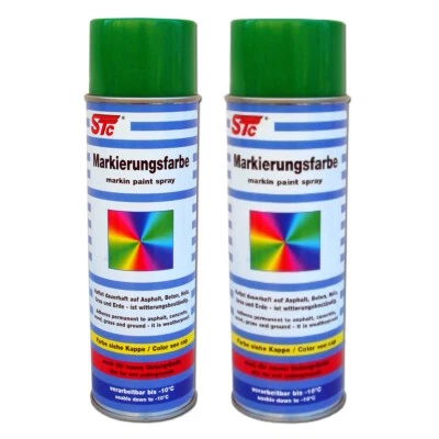 2 x 500 ml STC Markierungsfarbe in GRÜN Markierungsspray Farbspray