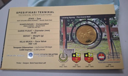 UPSI Universiti Pendidikan Sultan Idris 2024 Nordic Gold Coin Card 1922-2022 1pc - Picture 4 of 6