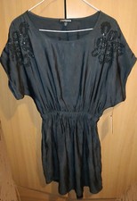 New Express Short Sleeve Blue Gray Embellished Tee Dress Small S/P