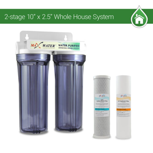 2 Stage10" Whole House Water Filter Sediment Carbon Filter /RVS/Well/Pool/Boiler - Picture 1 of 5