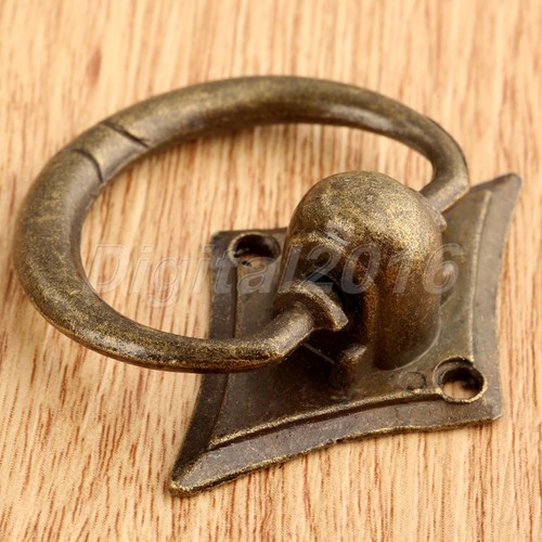 2Pcs 42*42mm Furniture European Antique Wardrobe Knobs Handle Door Pull Rings - Picture 8 of 10