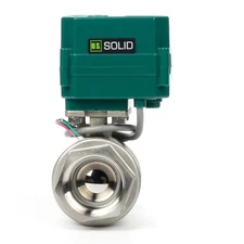 U.S. Solid Motorized Ball Valve 1 1/2in Full Port SS 9-24V NC Auto Return
