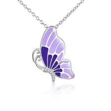Sterling Silver Purple Butterfly Necklace