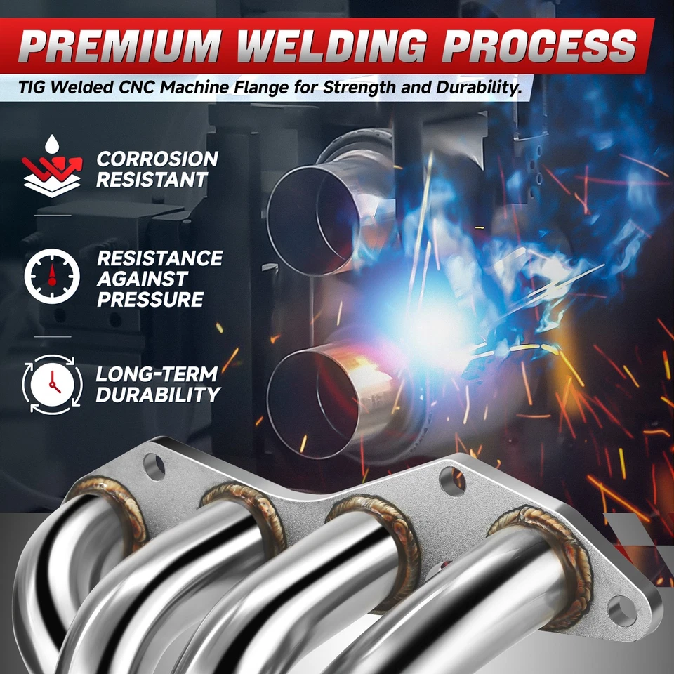 Cabezal colector de escape de acero inoxidable para 01-05 Honda Civic DX LX 1,7 L D17A Foto 4 de 4