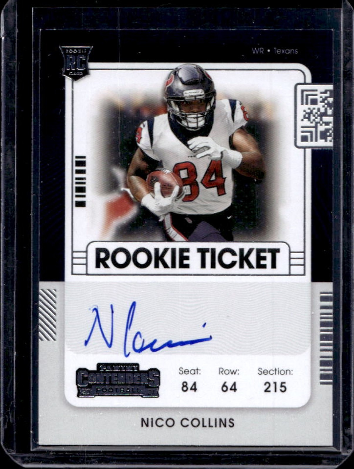 2021 Contenders Nico Collins RC Auto Rookie Ticket #127 Texans