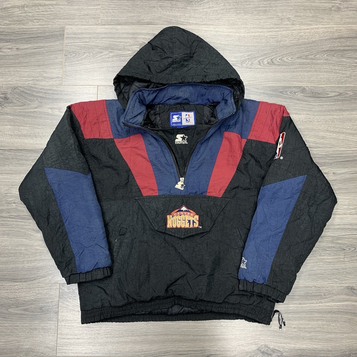 Vintage 90S Starter Denver Nuggets Jacket Medium Quarter Zip RARE 