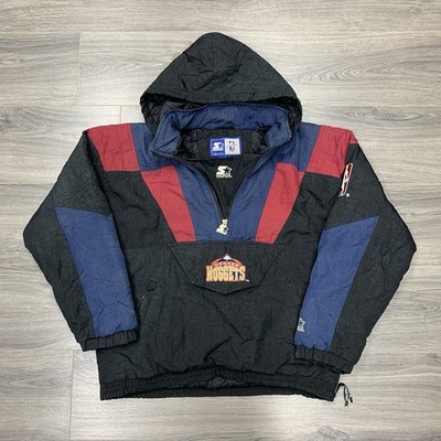 Vintage 90S Starter Denver Nuggets Jacket Medium Quarter Zip RARE MENS BLACK