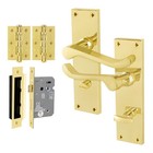 Brass Victorian Scroll Door Handles Internal, Bathroom, Latch, Lock Lever Sets