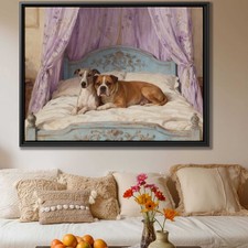 Oil Painting Whippet Boxer Dog Canvas Print Bedroom Art Vintage Decor Framed Art