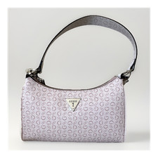 GUESS Pink Logo Rectangle Shoulder Bag Zip Closure Adjustable Strap Gold