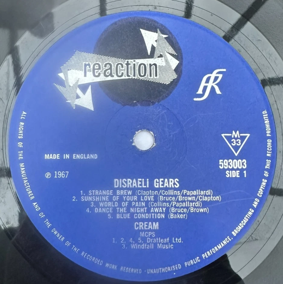 CREAM - DISREALI GEARS  - UK VINYL LP MONO 1ST PRESS - REACTION 1967 - Bild 4 von 4
