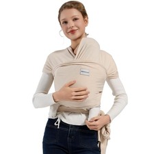 Beige Baby Wraps Carrier, Newborn Sling, 7-35lbs, Baby Wearing Wrap, Infant