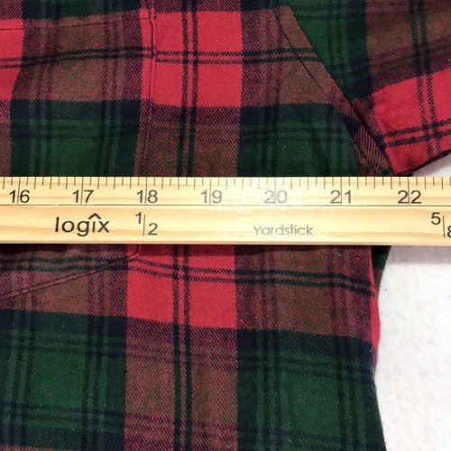 VTG LL Bean red green plaid mens M cotton nightshirt sleeping Maine Christmas - Picture 4 of 10