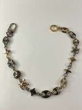 Louis Vuitton Two-Tone Silver Gold LV Charm Keychain Porte-Clefs Monogram Flower