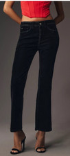 Anthropologie Pilcro The Yaya 26 Velvet Crop Flare Jeans Black Stretch 158