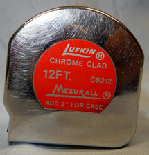 Lufkin Vintage C9212 Mezurall Chrome Clad 12 ft Tape Measure made in U.S.A rare