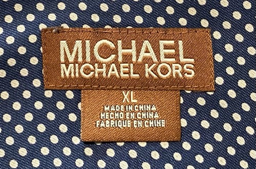Michael Kors Polka Dot Slate Blue, White Long Sleeve Men Shirt 100% Silk Size XL - Picture 2 of 21
