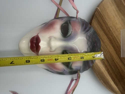 Vintage About Face Clay Art Ceramic Wall Mask San Francisco USA Ribbon Decor - Picture 5 of 6