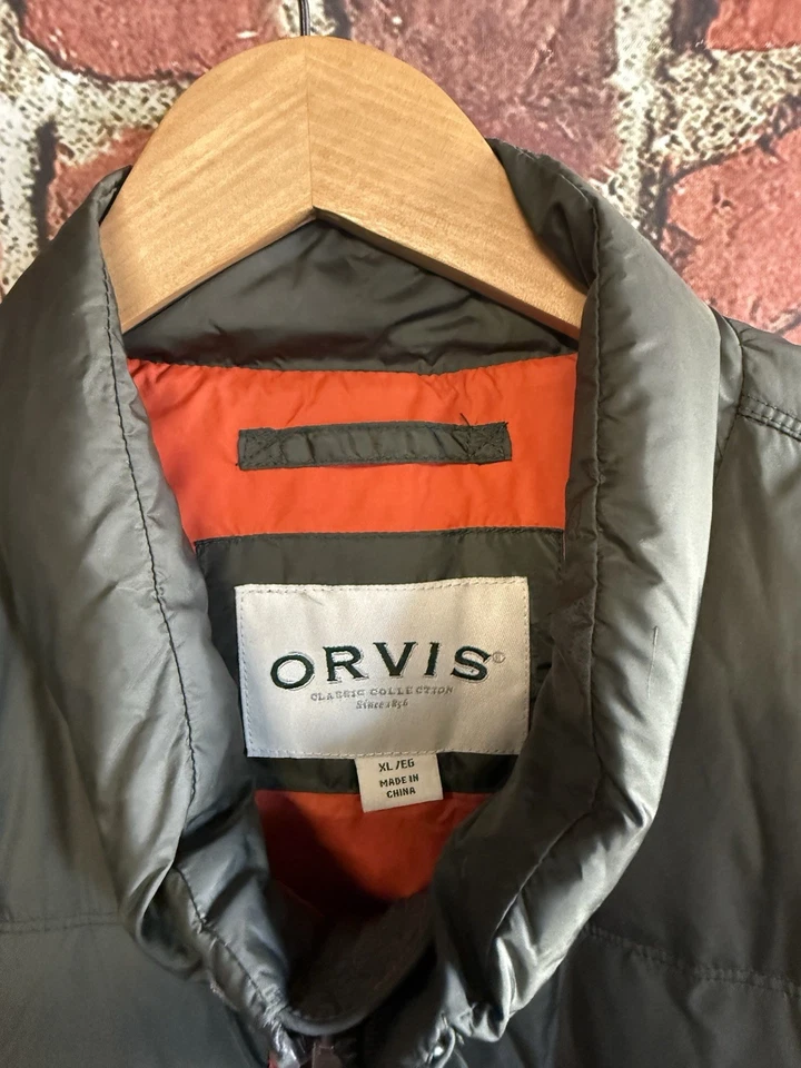 Orvis Mens Green Sleeveless Full Zip Outdoor Goose Down Vest Size XL - Image 3 of 3