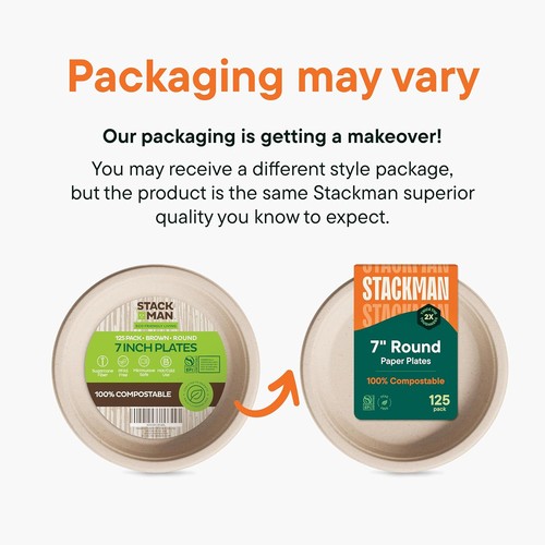 Paper Plates, 100% Compostable Heavy Duty, Disposable 7 Inch, Small Brown - Picture 6 of 7