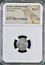 Greek Silver Drachm Illyria Dyrrhachium 200BC-80BC NGC Ancient Graded Ch Fine