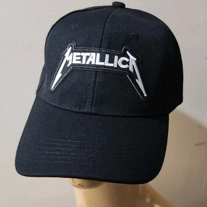 Metallica Structured Baseball Cap Adjustable Closure Solid Black Metallica Hat