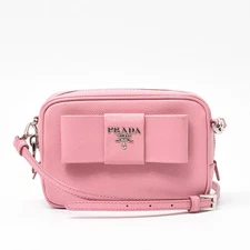 PRADA Mini Shoulder Bag Saffiano Leather Pink Used
