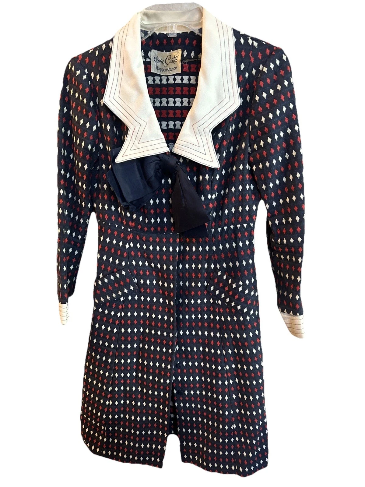 Vintage 1960s Eloise Curtis By Happenstance Coat Dress Mod Red White Blue Small