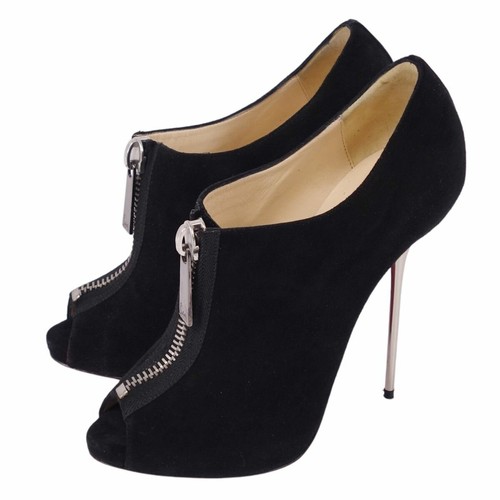 Christian Louboutin Botas Botines Zapatos EU 38 US 8 Gamuza Cuero Negro Autén... - Imagen 18 de 24