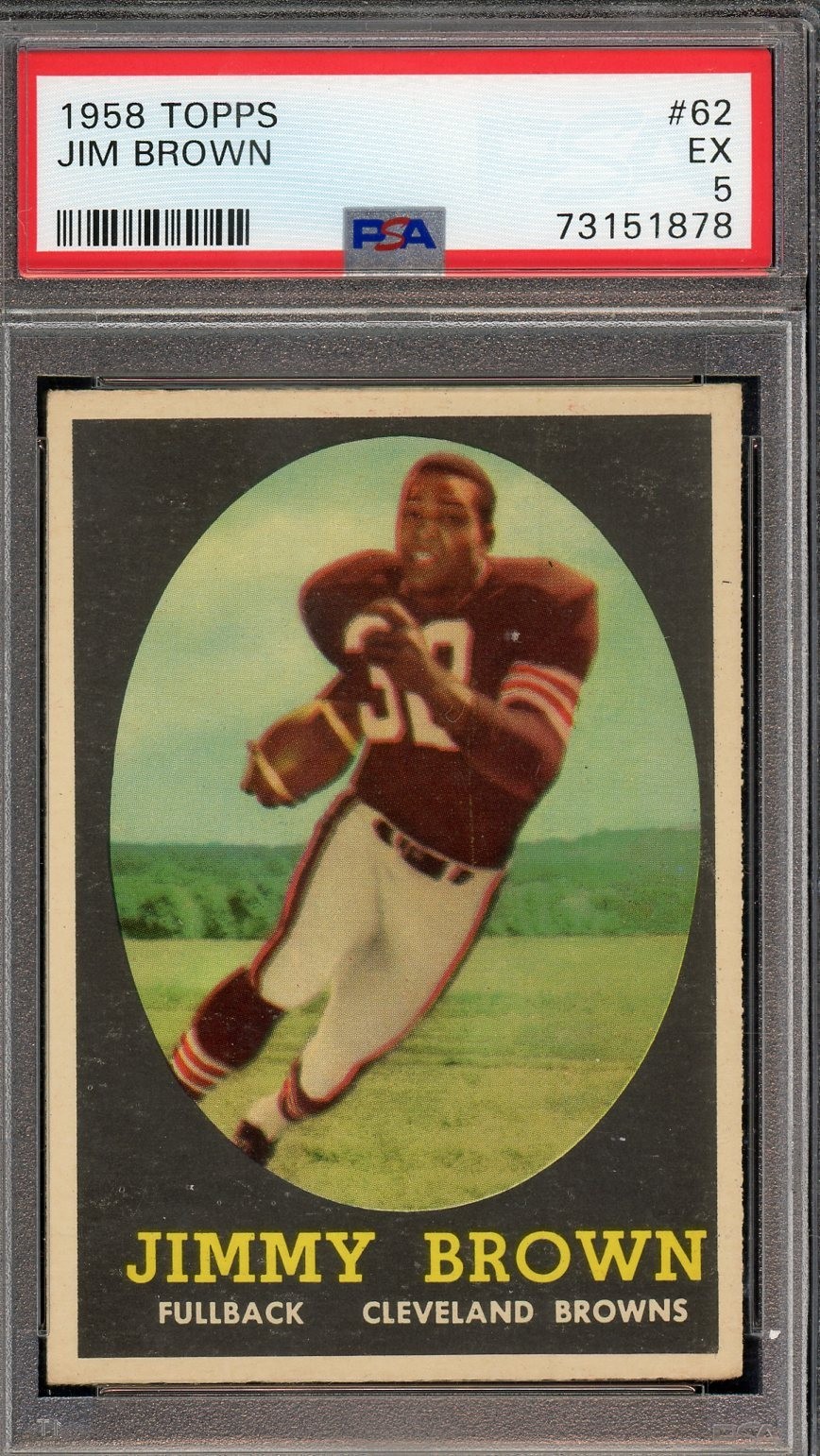 1958 TOPPS #62 JIM BROWN RC PSA 5 DEAD CENTERED NO PRINT AND NO SNOW STUNNING!!!