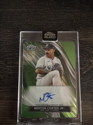 2024 Topps Chrome Black  NESTOR CORTES JR.  Green Refractor Auto  #'d /99