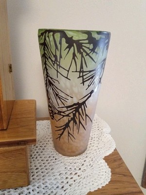 Charles Schneider (inspired) Pate de Verre Art Deco Cameo Glass Vase 