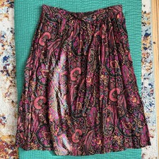 Vintage Random Sportswear Women Paisley Skirt Size M Elastic Waist Made In USA