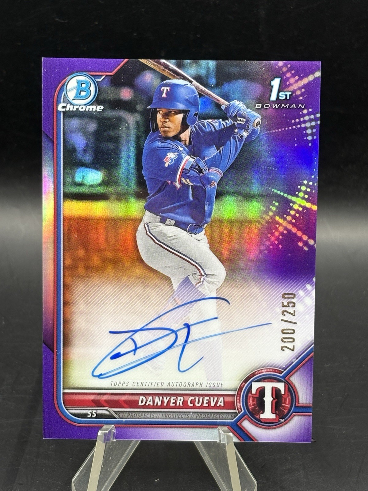 2022 Bowman Chrome Danyer Cueva Prospect Auto Purple Refractor 1st #/250