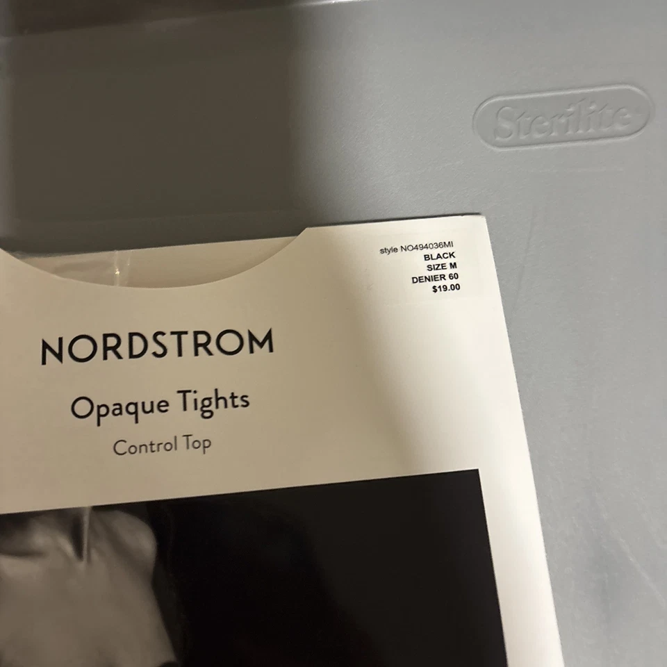 Nordstrom  Opaque Control Top Tights Style Black  60 Den, Size Medium Open Box - Image 2 of 4