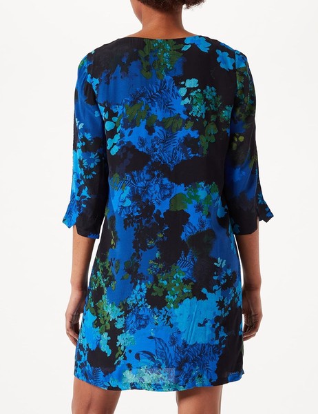 Desigual Kleid 20SWVW38 Blau Viskose Gr. 36 Damen Floral Knielang Bunt-image
