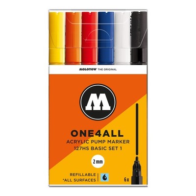 Molotow One4All Acrylic Marker 127HS Basic Set 1 (6 Markers) - 2mm Tip