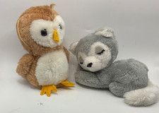 Vintage Dakin Lot of 2 PLUSH Stuffed Animals, 1978 Owl  sleeping dog 