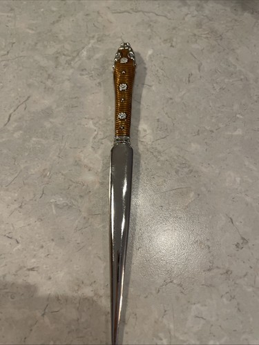 Cloisonné-Stil braun emailliert Brieföffner Filagree Silberfarben Floral 7,25" - Bild 3 von 4