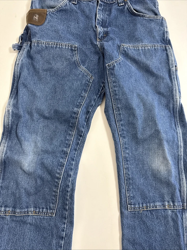 Pantalones de mezclilla Wrangler Riggs ropa de trabajo para hombre 36X34 doble rodilla utilitarios de carpintero Foto 3 de 4